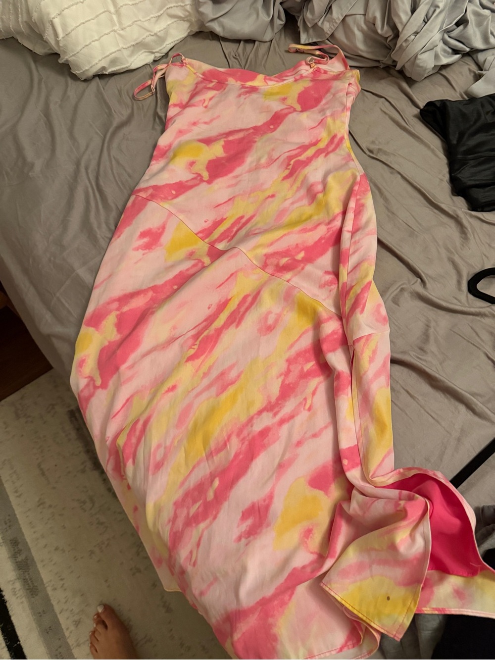Aqua Pink and Yellow Tie-Dye Sundress